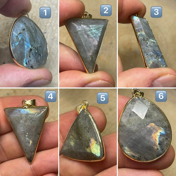 Pendentif en Labradorite au choix (3) - Les bijoux de Théa