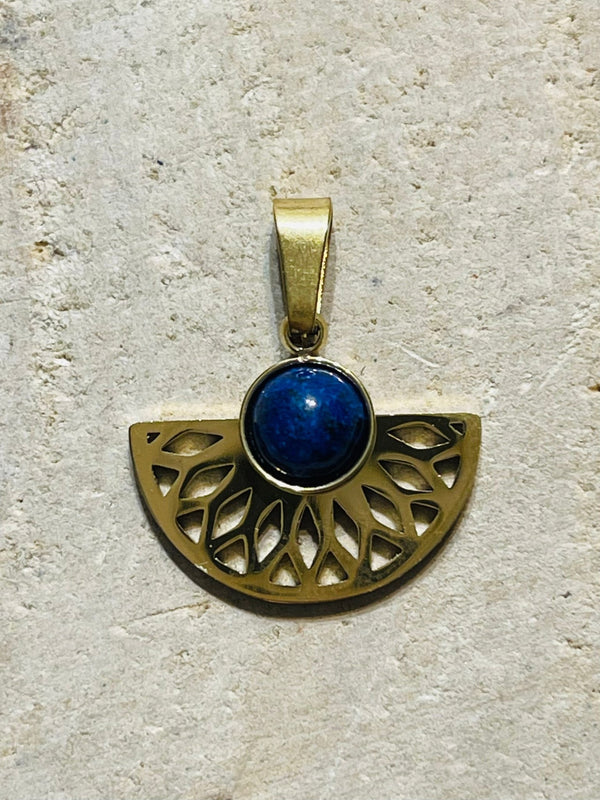 Pendentif en Lapis - lazuli doré - Les bijoux de Théa