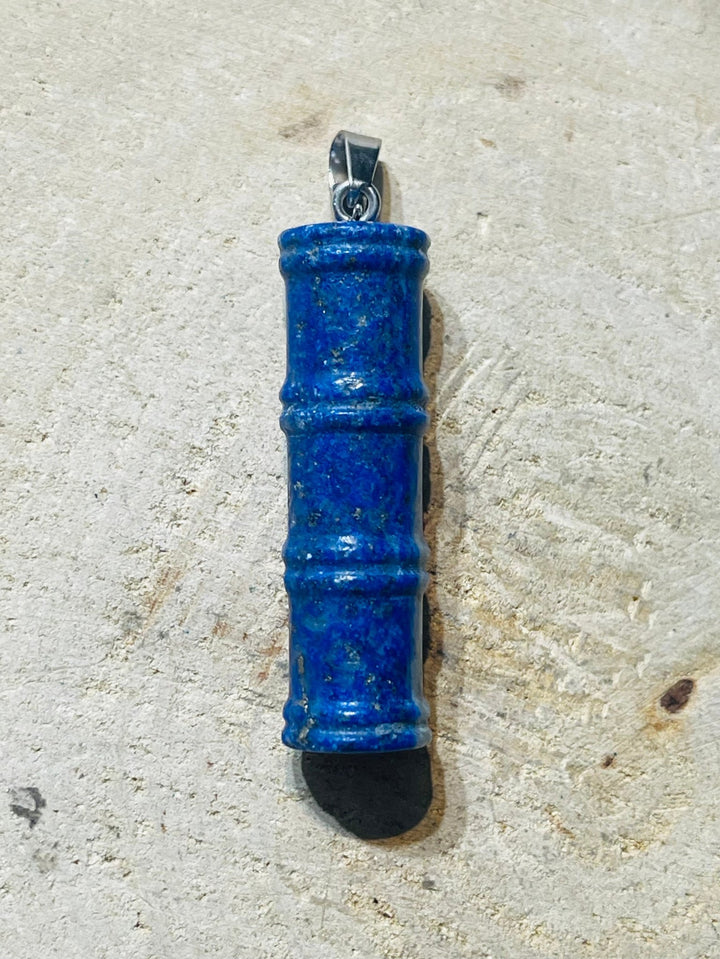Pendentif en Lapis - lazuli en forme de Bambou - Les bijoux de Théa