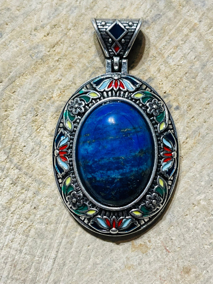 Pendentif en Lapis lazuli et en émaux - Les bijoux de Théa