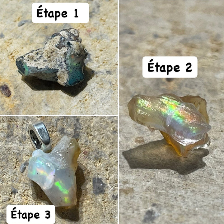 Pendentif en Opale Welo d’Ethiopie brute (3) - Les bijoux de Théa
