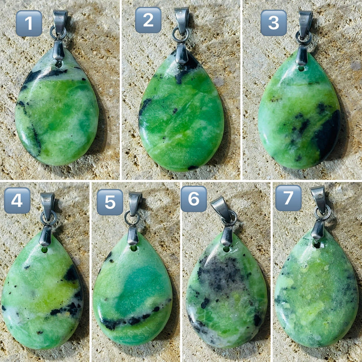 Pendentif en Serpentine d’Australie cabochon au choix - Les bijoux de Théa