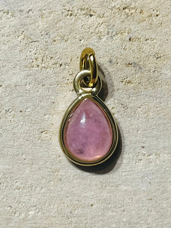 Pendentif goutte d’eau en Quartz rose - Les bijoux de Théa