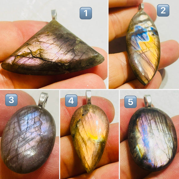 Pendentif Labradorite cabochon au choix (1) - Les bijoux de Théa