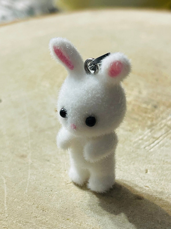 Pendentif Lapin feutrine blanc - Les bijoux de Théa