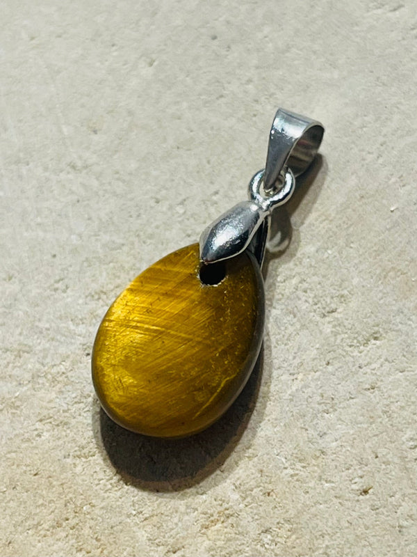 Pendentif Œil de tigre en forme de goutte d’eau - Les bijoux de Théa