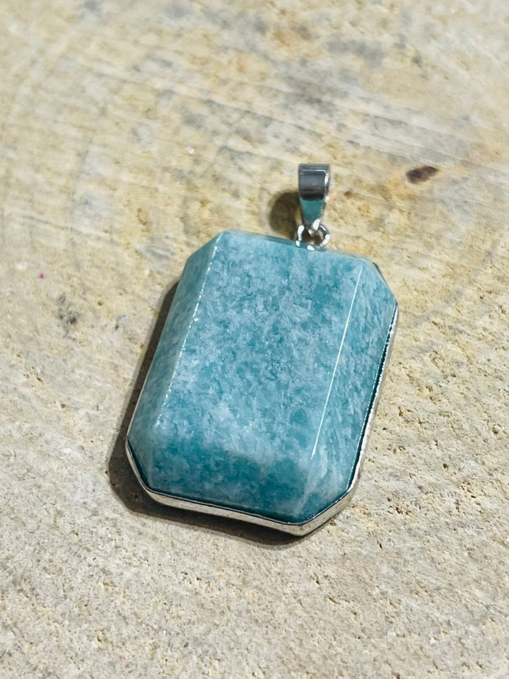 Pendentif rectangle en Amazonite facettée - Les bijoux de Théa