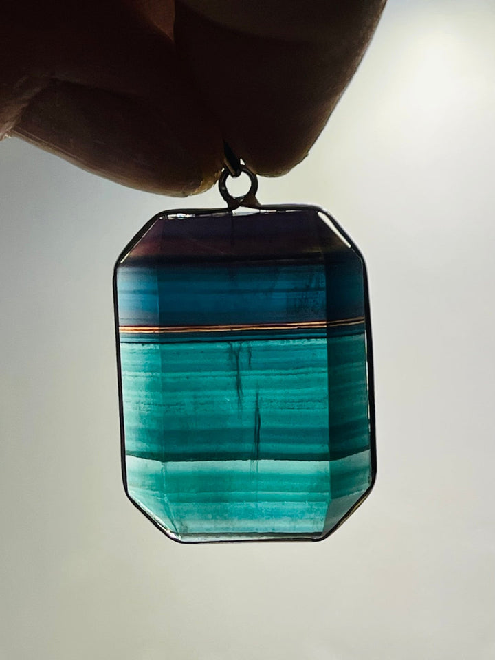 Pendentif rectangle en Fluorite facettée au choix - Les bijoux de Théa