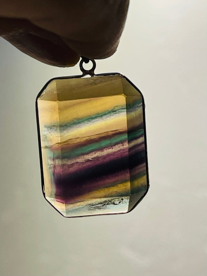 Pendentif rectangle en Fluorite facettée au choix - Les bijoux de Théa