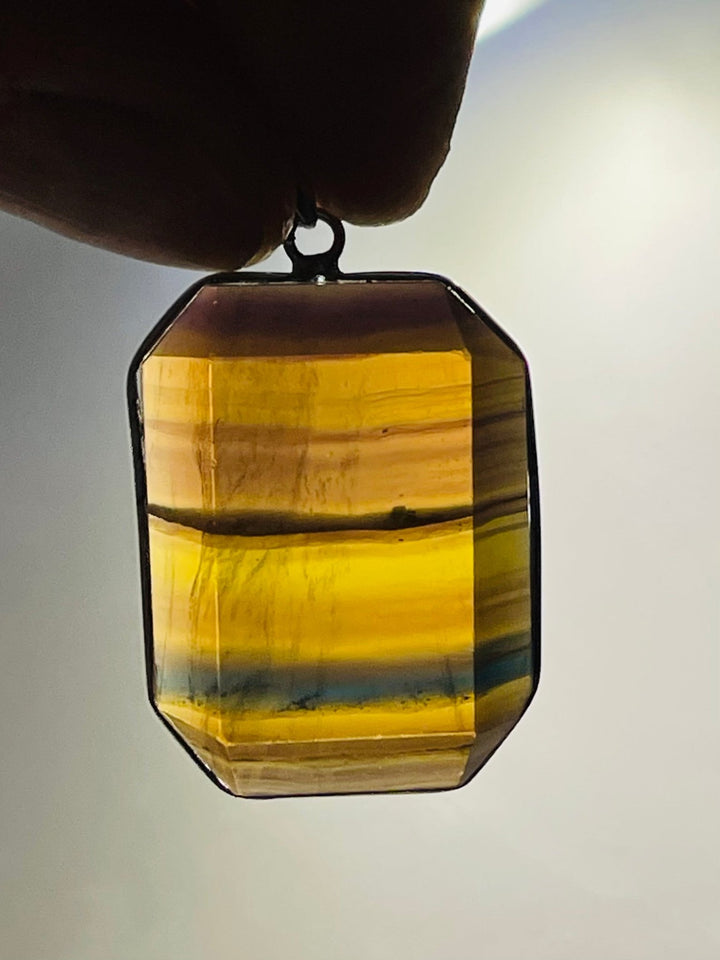 Pendentif rectangle en Fluorite facettée au choix - Les bijoux de Théa
