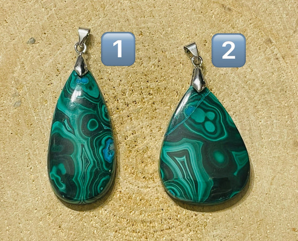 Pendentif serti d'une Malachite - Les bijoux de Théa