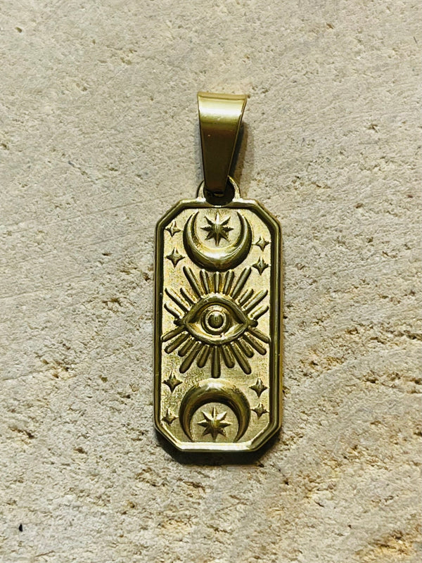 Pendentif Symboles Égyptiens en acier inoxydable doré - Les bijoux de Théa