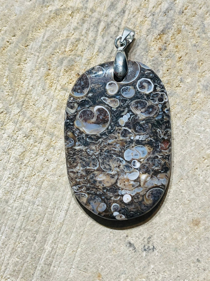 Pendentifs en Agate Fossil / Turitelle au choix - Les bijoux de Théa