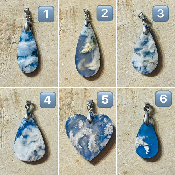 Pendentifs en Agate Plume au choix (3) - Les bijoux de Théa