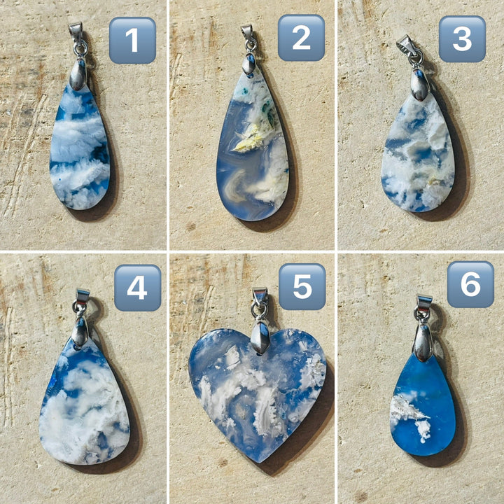 Pendentifs en Agate Plume au choix (3) - Les bijoux de Théa
