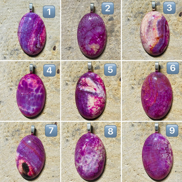 Pendentifs en Agate Veine de dragon rose au choix - Les bijoux de Théa