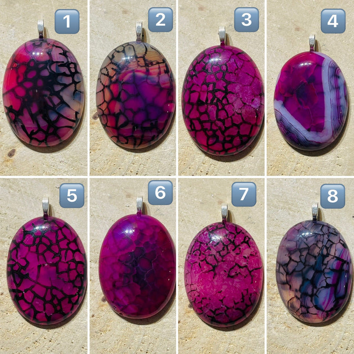 Pendentifs en Agate Veine de dragon rose au choix - Les bijoux de Théa