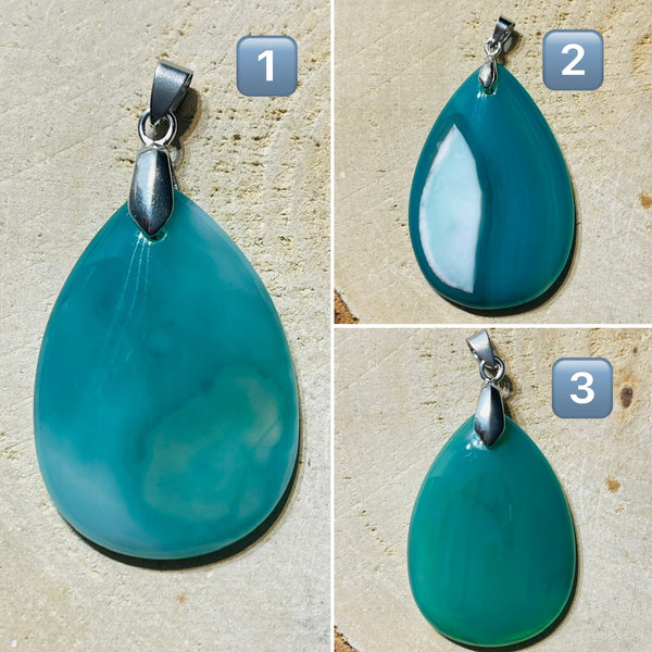 Pendentifs en Agate verte au choix - Les bijoux de Théa