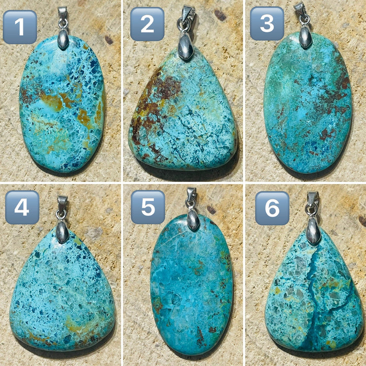 Pendentifs en Chrysocolle de Tanzanie au choix - Les bijoux de Théa