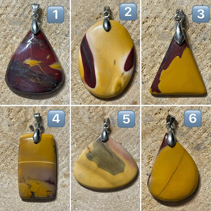 Pendentifs en Jaspe Mokaïte au choix (5) - Les bijoux de Théa