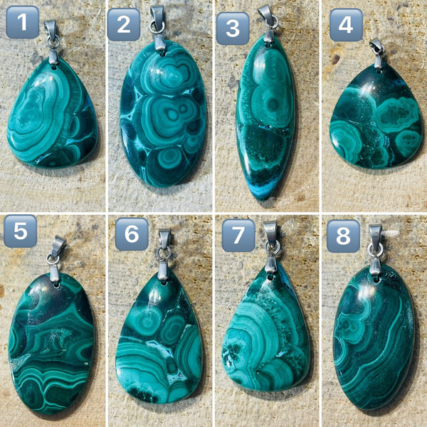 Pendentifs en Malachite du Congo au choix - Les bijoux de Théa