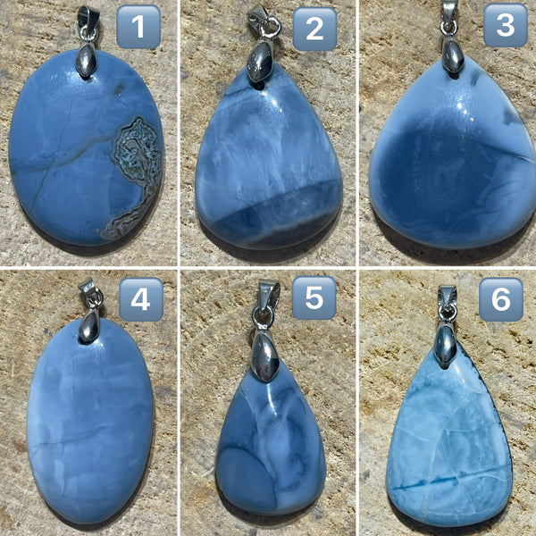 Pendentifs en Opale bleue au choix (2) - Les bijoux de Théa