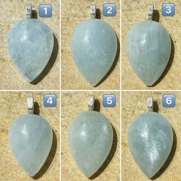Pendentifs en pierre naturelle Aigue marine au choix (4) - Les bijoux de Théa