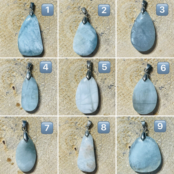 Pendentifs en pierre naturelle Aigue marine au choix - Les bijoux de Théa