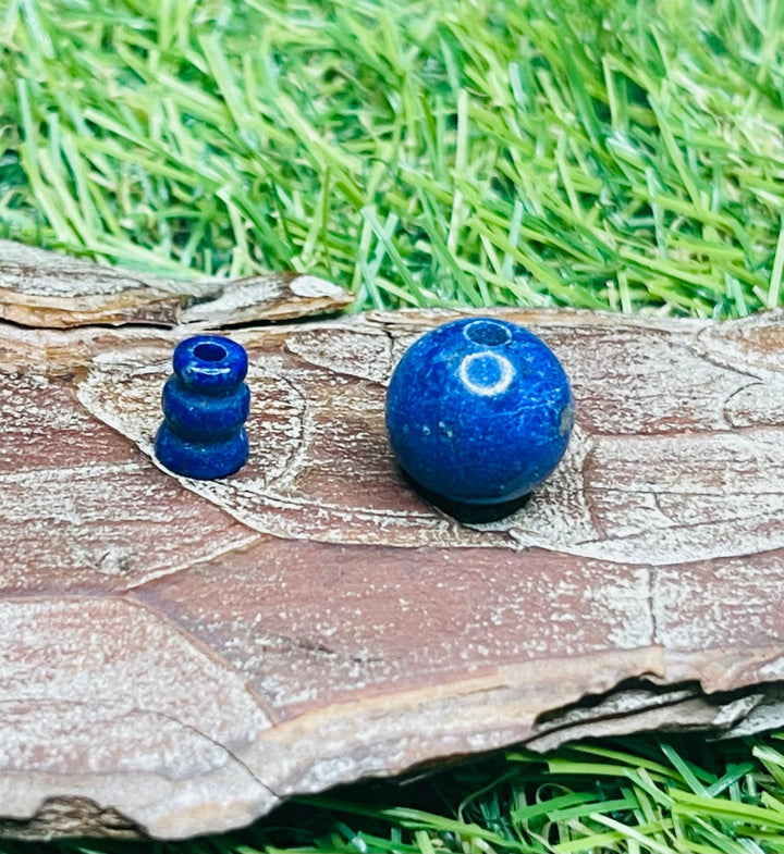 Perle naturelle Guru en Lapis-lazuli pour fermer bracelet Mala - Les bijoux de Théa