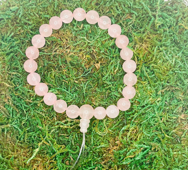 Perle naturelle Guru en Quartz rose pour fermer bracelet Mala - Les bijoux de Théa