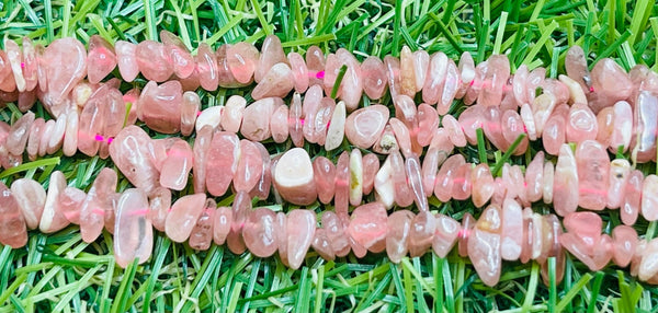 Perles chips / pépites naturelles en Rhodochrosite en 3-8 mm (fil de 40 cm) - Les bijoux de Théa