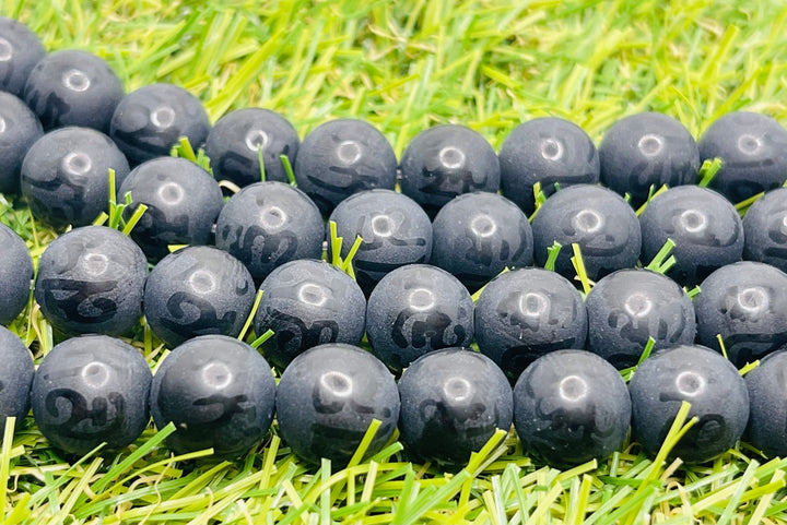 Perles en Agate noire mat en 10 mm OM Namasté - Les bijoux de Théa