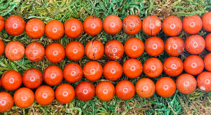 Perles en Jaspe Rouge en 10 mm - Les bijoux de Théa