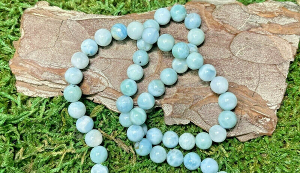 Perles en Larimar en 6 mm (lot de 10 perles) - Les bijoux de Théa