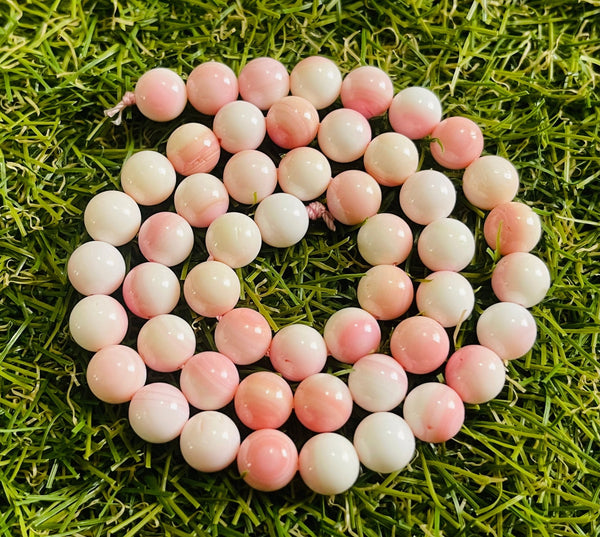 Perles en Nacre rose des Bahamas en 6 mm(lot de 10) - Les bijoux de Théa