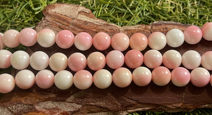 Perles en Nacre rose des Bahamas en 6 mm(lot de 10) - Les bijoux de Théa