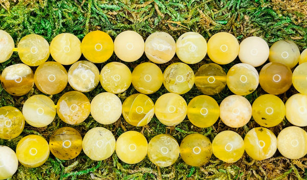 Perles en Opale jaune en 10 mm - Les bijoux de Théa