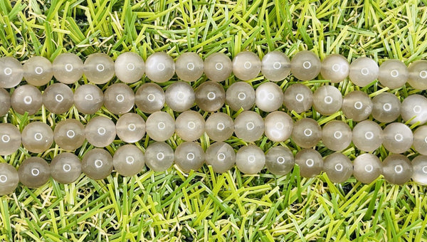 Perles en Pierre de Lune noire en 8 mm - Les bijoux de Théa