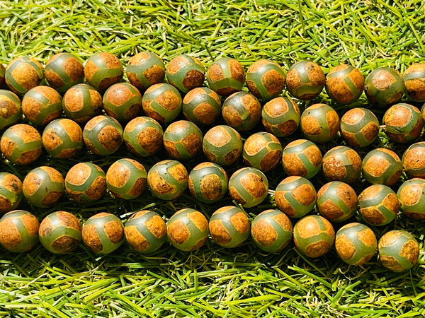 Perles en pierre naturelle en Agate dzi tibetaine dos de tortue en 10 mm - Les bijoux de Théa