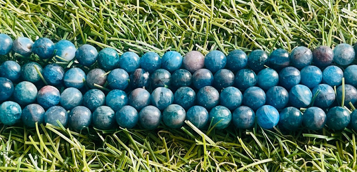 Perles en pierre naturelle en Apatite bleue en 8 mm - Les bijoux de Théa