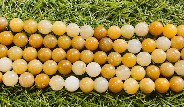 Perles en pierre naturelle en Jade Topaze en 8 mm - Les bijoux de Théa