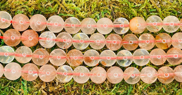 Perles en Quartz rouge / rose en 8 mm - Les bijoux de Théa