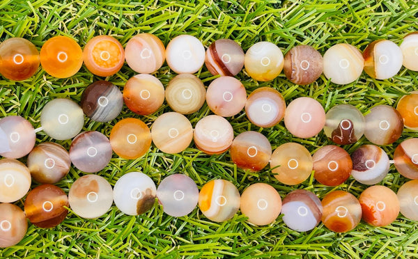 Perles en Sardonyx orange en 10 mm - Les bijoux de Théa