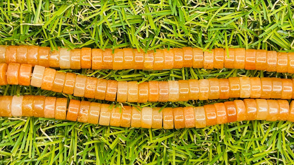 Perles Heishi en Aventurine orange en 6 mm - Les bijoux de Théa