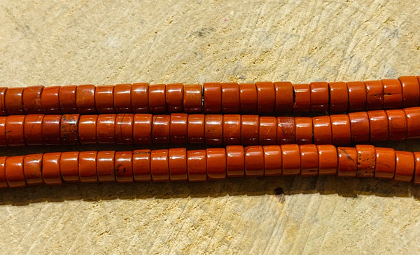 Perles Heishi en Jaspe rouge en 6 mm - Les bijoux de Théa