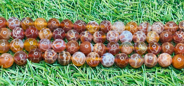 Perles naturelles en Agate de feu en 6 mm - Les bijoux de Théa