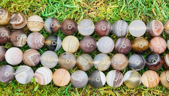 Perles naturelles en Agate du Botswana en 10 mm - Les bijoux de Théa