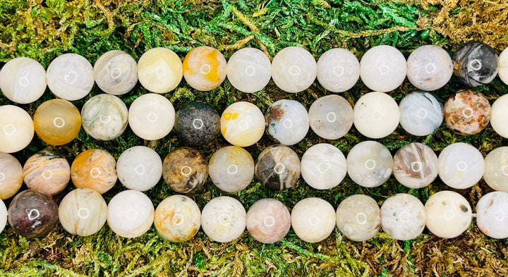 Perles naturelles en Agate Feuille de Bambou en 6 mm - Les bijoux de Théa