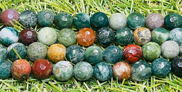 Perles naturelles en Agate indienne à facettes en 8 mm - Les bijoux de Théa