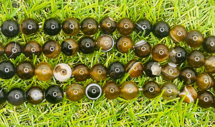 Perles naturelles en Agate marron en 6 mm - Les bijoux de Théa